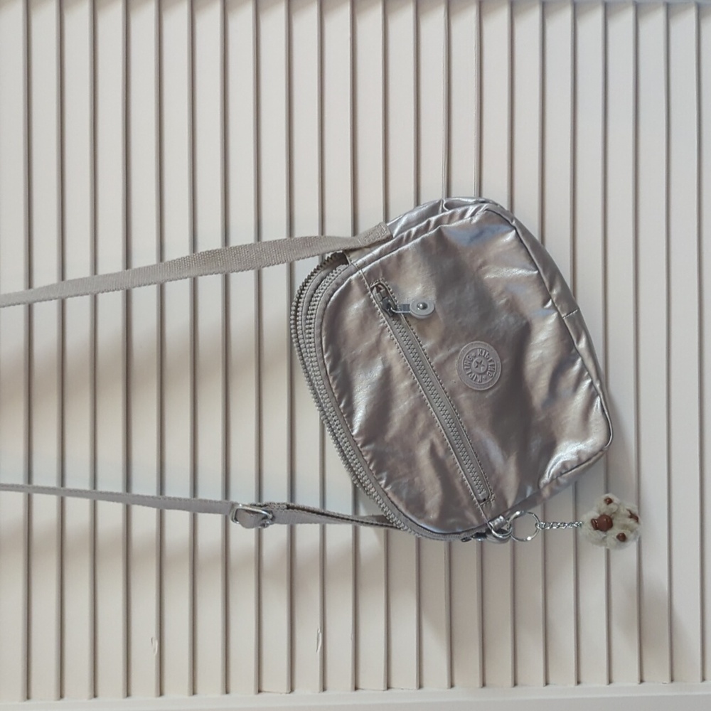 Kipling Small Metallic Silver Crossbody Bag